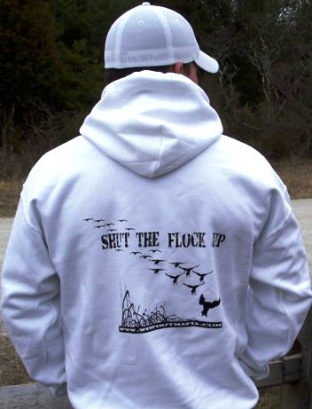 "Shut the Flock Up" White Hooded Sweatshirt